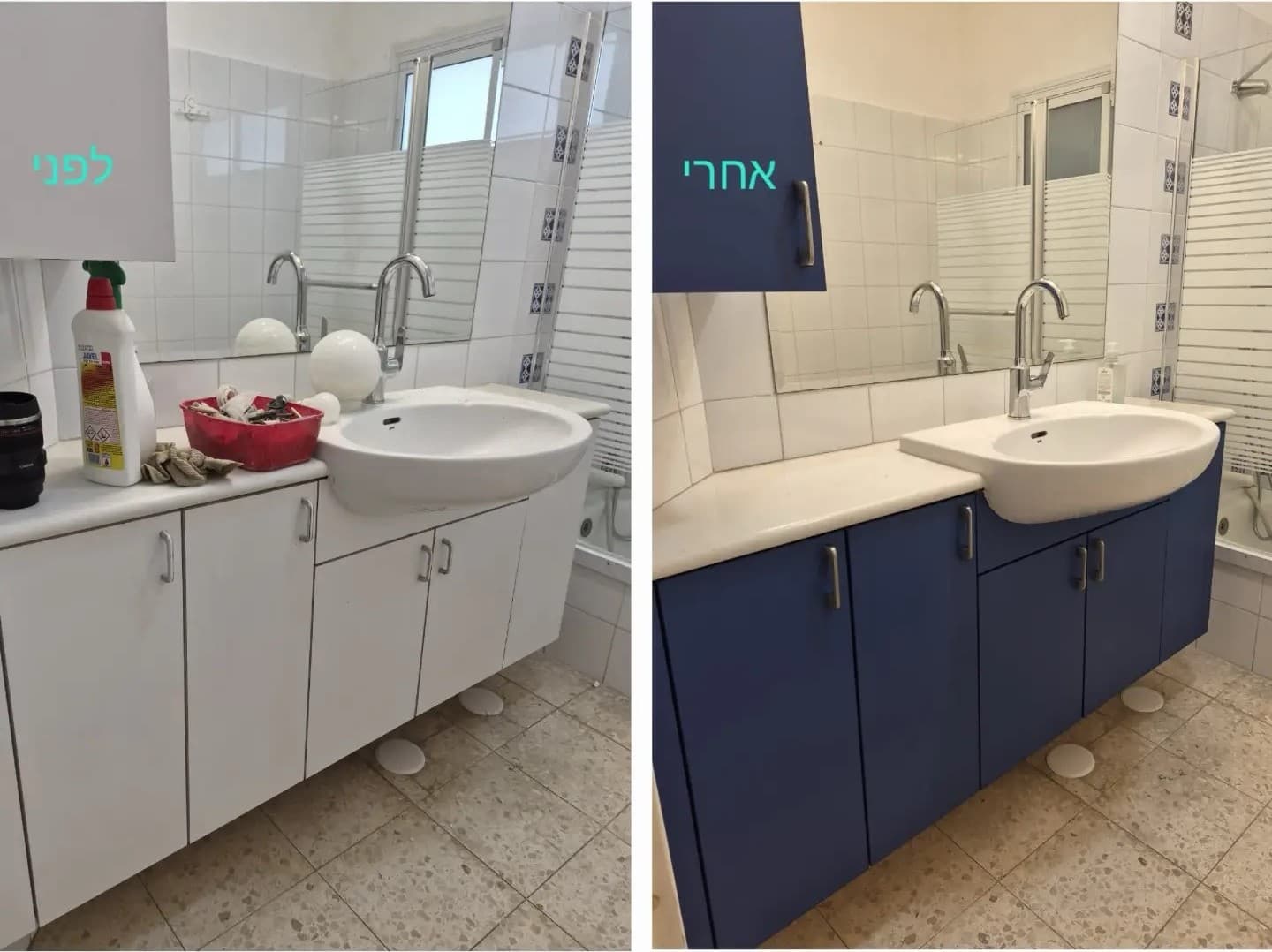 ארון אמבטיה בכחול עמוק